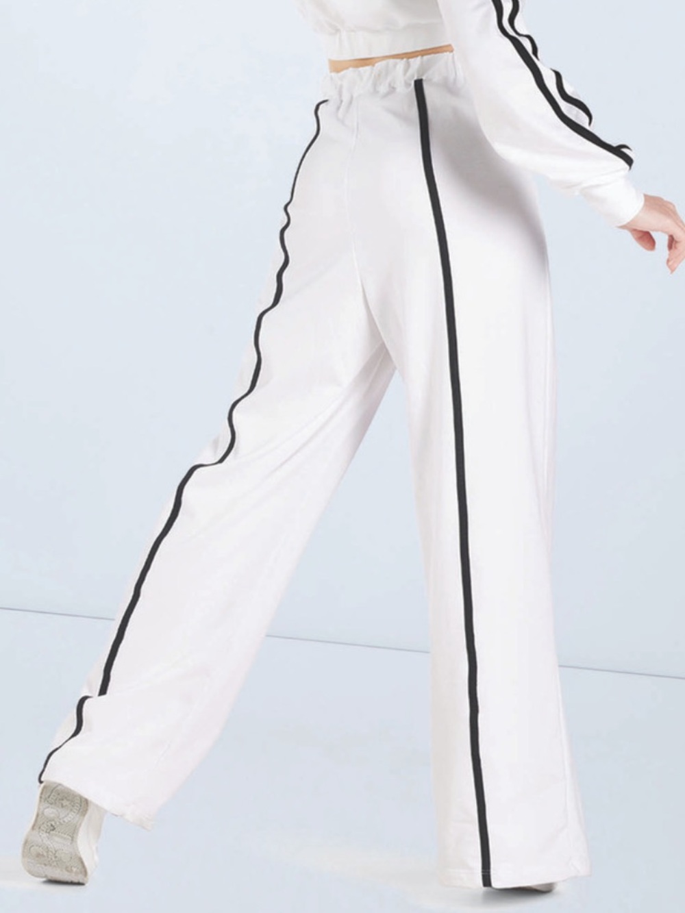 Weissman Balera French Terry Split-Front Pants White Black Size Medium Adult NEW